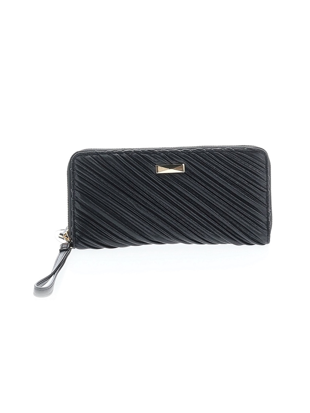 Black Quilted Zip-Around Wristlet Wallet